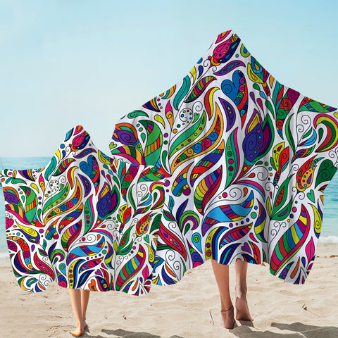 Image of Multicolor Aztec Pattern on Feather SWLS3681 Hooded Towel