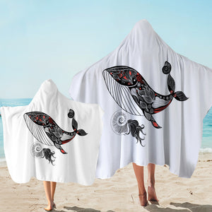 Pattern On Whale Sketch SWLS3684 Hooded Towel