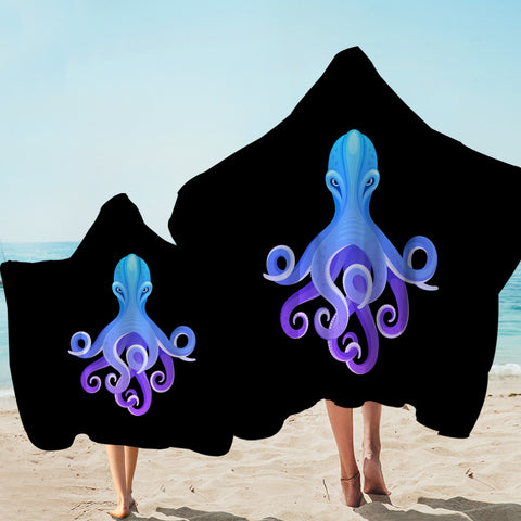 Image of Gradient Blue&Purple Angry Octopus SWLS3687 Hooded Towel
