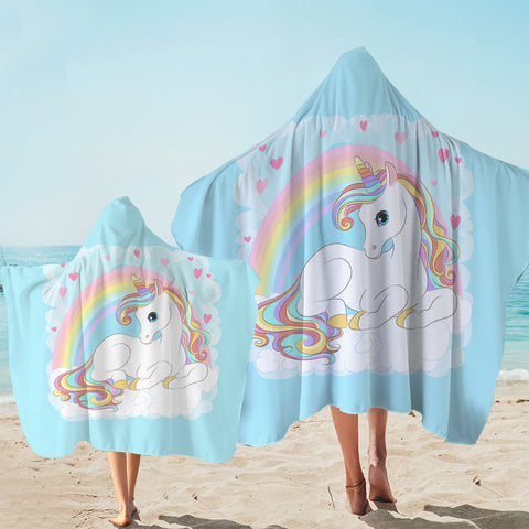 Image of Rainbow Lovely Unicorn SWLS3690 Hooded Towel