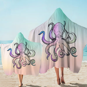 Multicolor Gradient Octopus SWLS3692 Hooded Towel