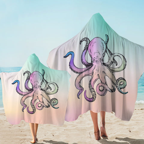 Image of Multicolor Gradient Octopus SWLS3692 Hooded Towel