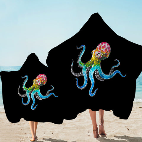 Image of Multicolor Dot Octopus SWLS3696 Hooded Towel