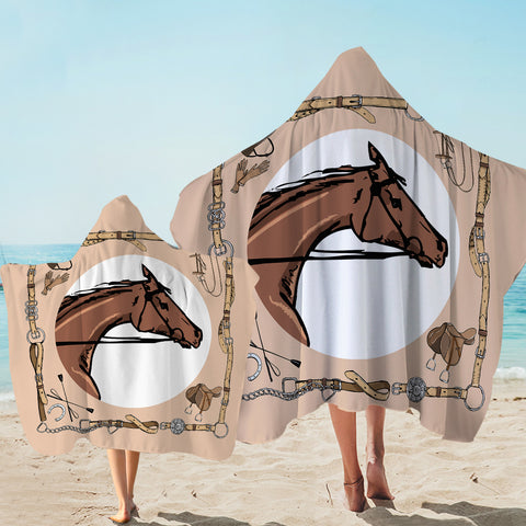 Image of Riding Horse Draw SWLS3699 Hooded Towel