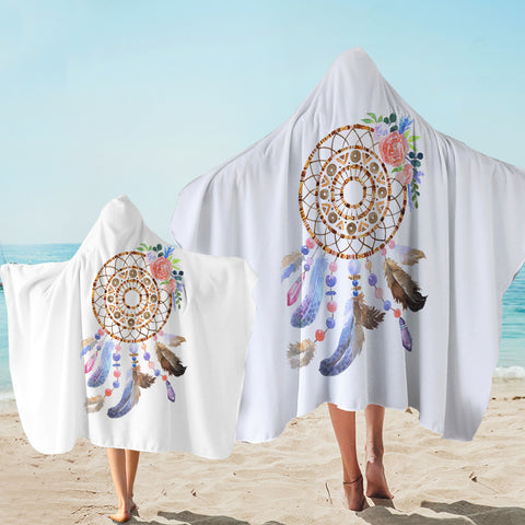 Image of Pastel Floral Dreamcatcher SWLS3701 Hooded Towel