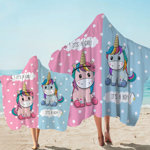 Cute Girl & Boy Cartoon Unicorn SWLS3744 Hooded Towel