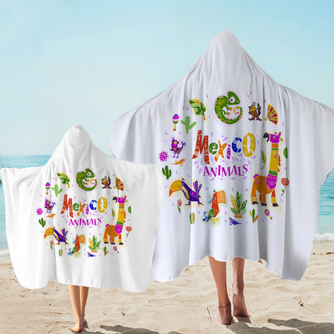 Image of Mexico Cartoon Animals SWLS3747 Hooded Towel