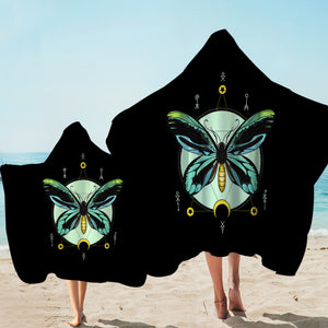 Neon Green and Blue Gradient Butterfly Illustration SWLS3751 Hooded Towel