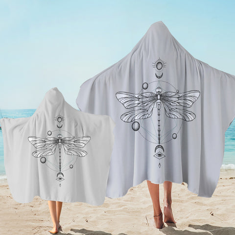 Image of Sun-Moon Butterfly Sketch Line SWLS3752 Hooded Towel