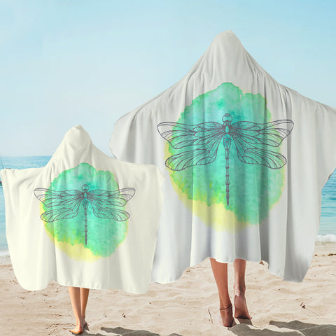 Image of Light Green Spray and Butterfly Line Sketch SWLS3753 Hooded Towel