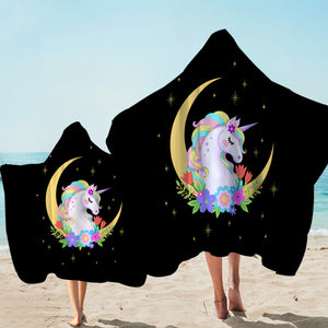 Cute Half Moon Cartoon Unicorn SWLS3762 Hooded Towel