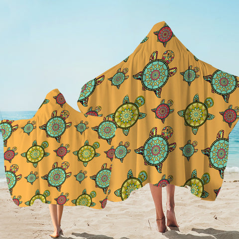 Image of Colorful Mandala Turtles Monogram SWLS3764 Hooded Towel