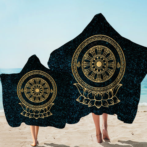 Image of Gold Metal Lotus Mandala SWLS3797 Hooded Towel