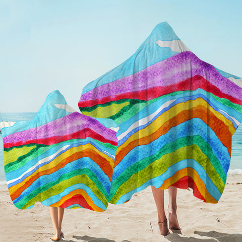 Image of RGB Colorful Waves on Mountain SWLS3808 Hooded Towel