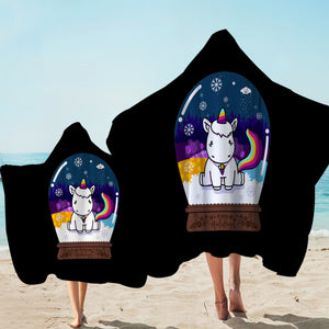 Cute Unicorn in Snow Globe SWLS3809 Hooded Towel