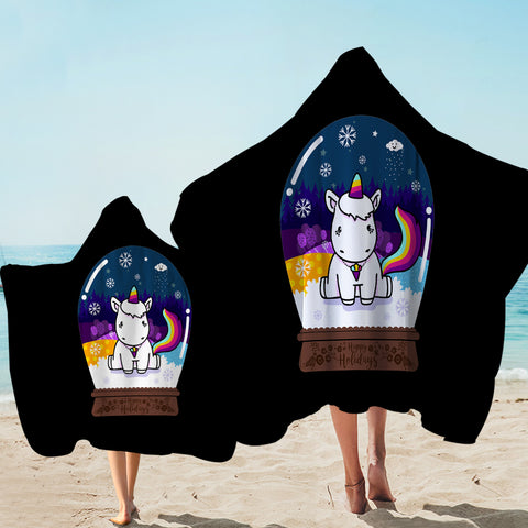 Image of Cute Unicorn in Snow Globe SWLS3809 Hooded Towel