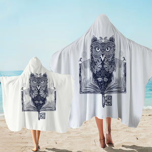 Owl in Book Sketch SWLS3811 Hooded Towel