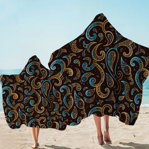 Gold Bandana Pattern in Brown SWLS3812 Hooded Towel