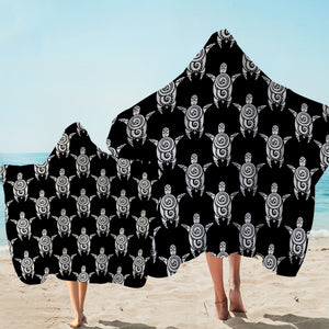 Black & Grey Mandala Turtle Monogram SWLS3861 Hooded Towel