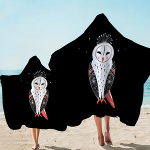 White Red Female Owl SWLS3863 Hooded Towel