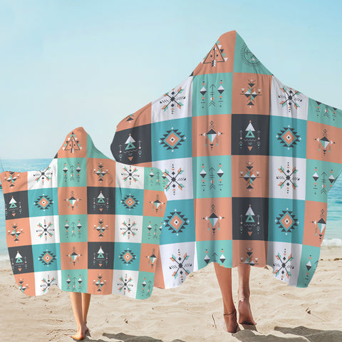 Image of Colorful Pastel Aztec Checkerboard SWLS3869 Hooded Towel