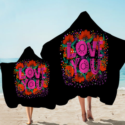 Image of Love You Typographic SWLS3871 Hooded Towel