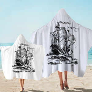 Pirate Ship On Ocean SWLS3873 Hooded Towel