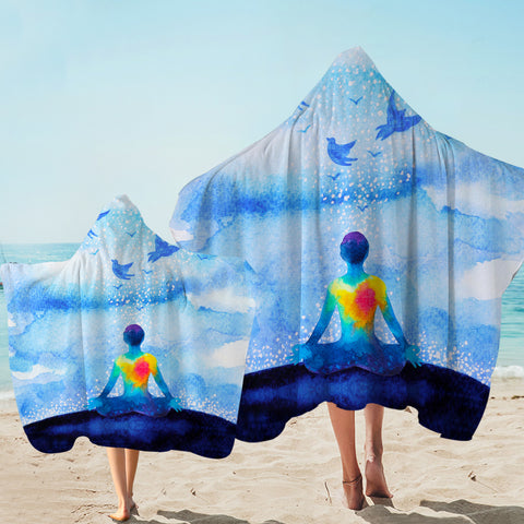 Image of Human Heat Yoga Blue Theme SWLS3874 Hooded Towel