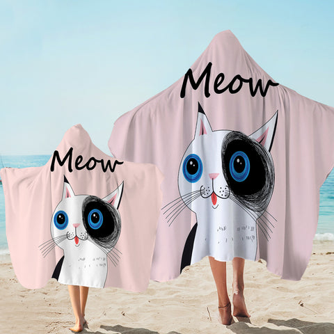 Image of Cute Cat Meow Pink Theme SWLS3875 Hooded Towel