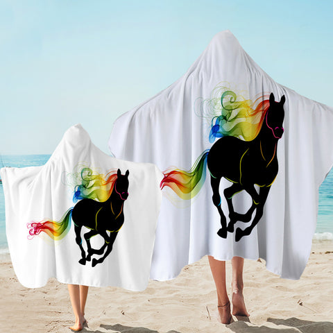 Image of Rainbow Gradient Color Horse SWLS3921 Hooded Towel