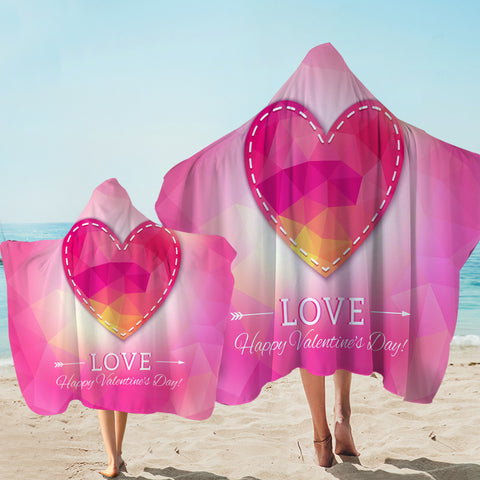 Image of Heart Geometric Valentine's Day SWLS3922 Hooded Towel