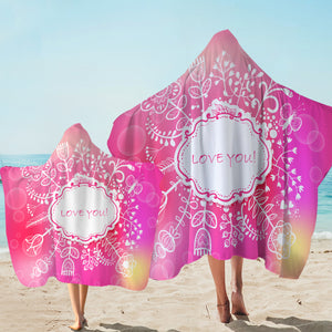 Love You Floral White Frame SWLS3923 Hooded Towel