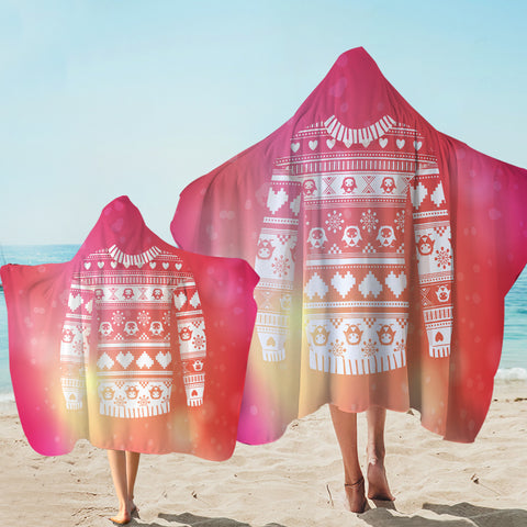 Image of Aztec Stripes Sweatshirt Pink Theme SWLS3925 Hooded Towel