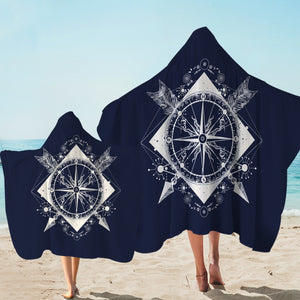 Vintage Compass and Arrows Sketch Navy Theme SWLS3929 Hooded Towel