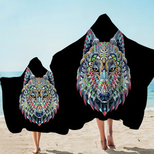 Colorful Geometric Grey Wolf SWLS3935 Hooded Towel