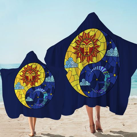 Image of Yin Yang Sun & Moon Geometric SWLS3940 Hooded Towel