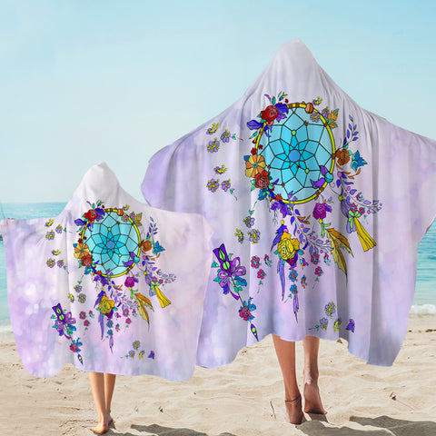 Image of Multicolor Floral Dream Catcher Purple Theme SWLS3942 Hooded Towel