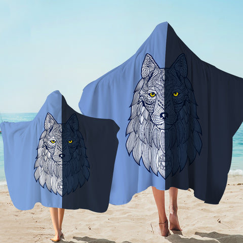 Image of 2-tone Geometric Gray Wolf SWLS4109 Hooded Towel