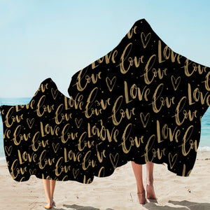 Golden Love Text SWLS4111 Hooded Towel