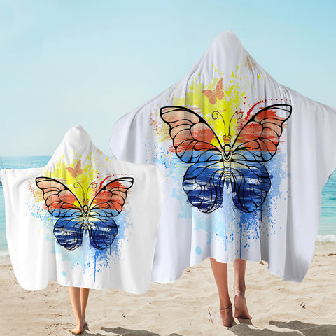 Image of Ocean Watercolor Print Butterfly SWLS4114 Hooded Towel