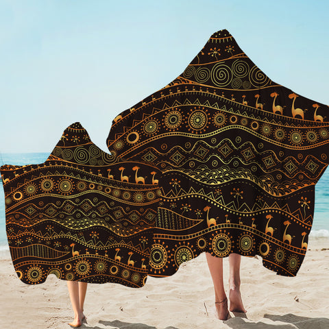 Image of Golden Acient Aztec Animal SWLS4116 Hooded Towel