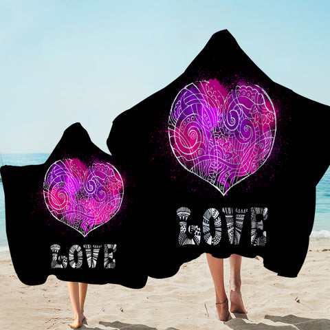Image of Heart Love Mandala Pattern SWLS4117 Hooded Towel