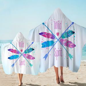 Gradient Pink & Blue Arrows - Wild & Spirit SWLS4120 Hooded Towel