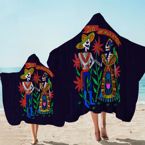 Cartoon Bohemian Skull Couple SWLS4121 Hooded Towel