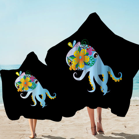 Image of Cute Cartoon Floral Octopus SWLS4217 Hooded Towel