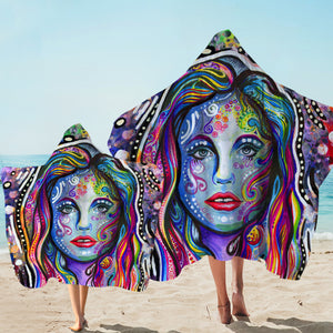 Colorful Watercolor Lady SWLS4218 Hooded Towel