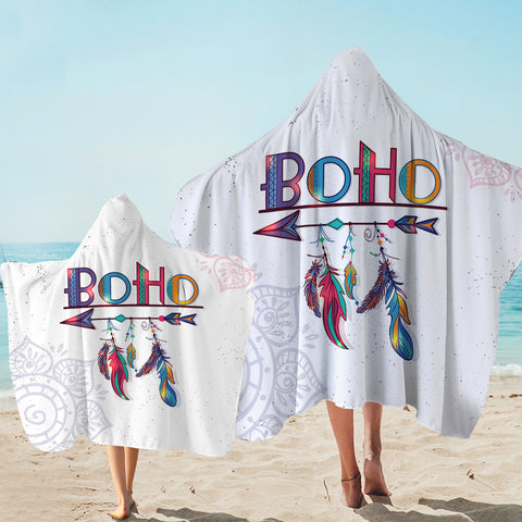 Image of Boho Feather Lotus Mandala Theme SWLS4219 Hooded Towel