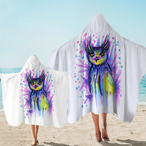 Image of Watercolor Owl Sketch SWLS4221 Hooded Towel