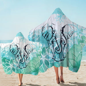 Elephant Sketch Lotus Mint Theme SWLS4227 Hooded Towel