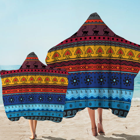 Image of Color Aztec Stripes SWLS4228 Hooded Towel